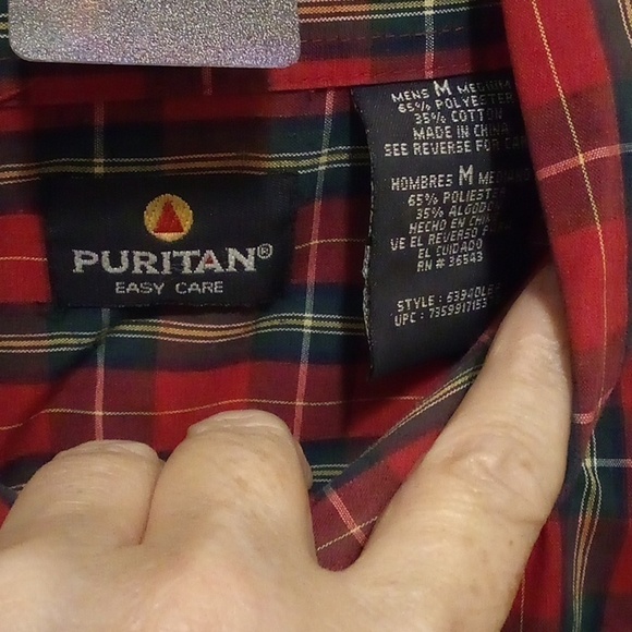 Puritan Long Sleeve Red/Black Plaid Button Down Shirt - Size M - Picture 3 of 7